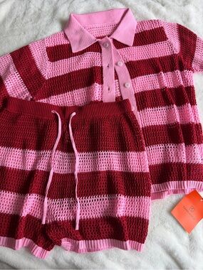 Tankaneo Knit Set Women’s Medium Red Pink